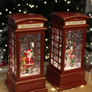Чарівний ліхтар "Телефонна будка" 20 см., червоний колір, новорічний світильник