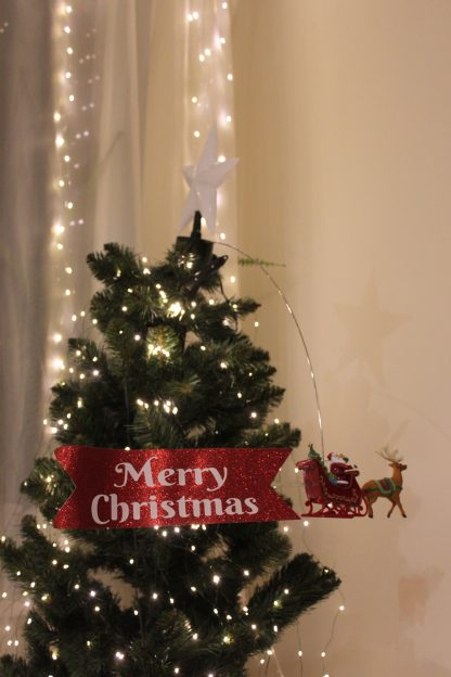 Верхівка на ялинку "Сяюча Зірка" з Сантою на санях та банером "Merry Christmas" - Зображення 8