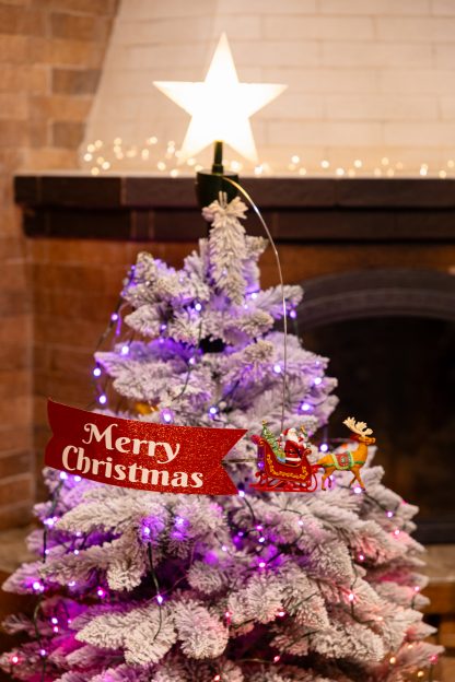 Верхівка на ялинку "Сяюча Зірка" з Сантою на санях та банером "Merry Christmas" - Зображення 6