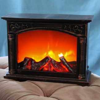 Ліхтар "Камін з імітацією живого вогню" 33 см., прямокутної форми, бронзовий