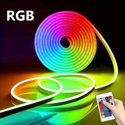 Гнучкий неон, RGB, 5 метрів + пульт та кріплення - Зображення 5