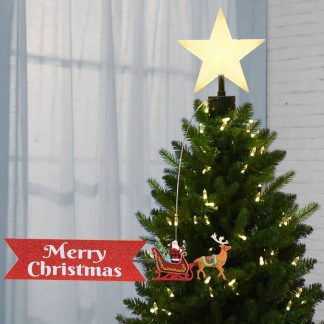 Верхівка на ялинку "Сяюча Зірка" з Сантою на санях та банером "Merry Christmas"