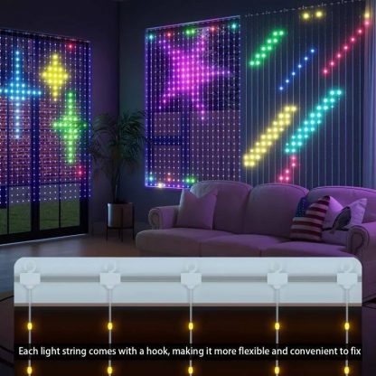 Smart гірлянда "Штора", 3:3 м., RGB, з пультом та додатком на смартфоні - Зображення 4