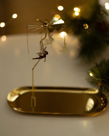 Підсвічник-карусель золотий з фігурками фей, коней, сніжинок - Зображення 12
