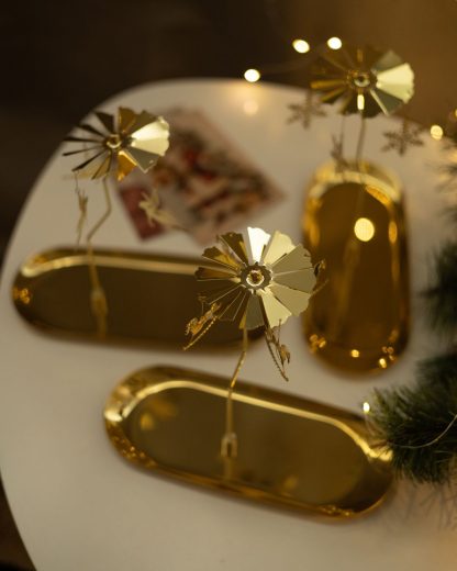 Підсвічник-карусель золотий з фігурками фей, коней, сніжинок
