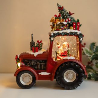 Чарівний ліхтар "Трактор із Сантою", новорічний світильник
