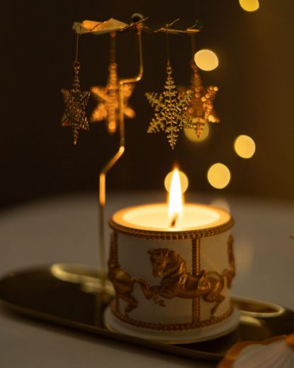 Підсвічник-карусель золотий з фігурками фей, коней, сніжинок - Зображення 9
