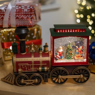 Чарівний ліхтар "Потяг з ялинкою", новорічний світильник