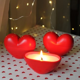 Свічка в гіпсовому кашпо "Серце" з соєвого воску, ручної роботи