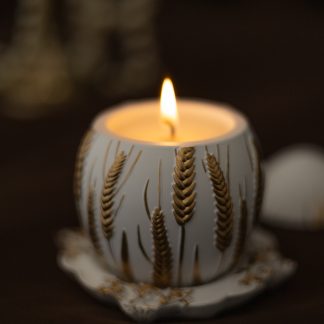 Свічка в гіпсовому кашпо «Великоднє яєчко» з соєвого воску, ручної роботи